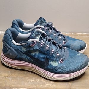 Nike Lunarglide 9.5 Blue Pink Camo Running Shoes
